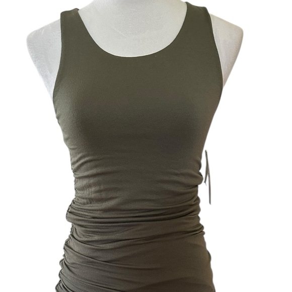 BAR III  Women’s Medium Olive Green ruched bodycon Midi Dress - Picture 4 of 11